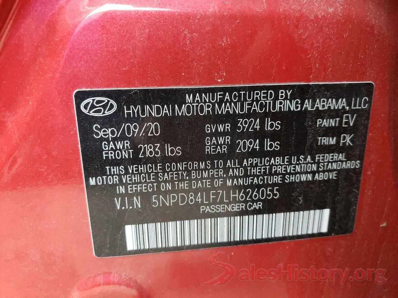 5NPD84LF7LH626055 2020 HYUNDAI ELANTRA