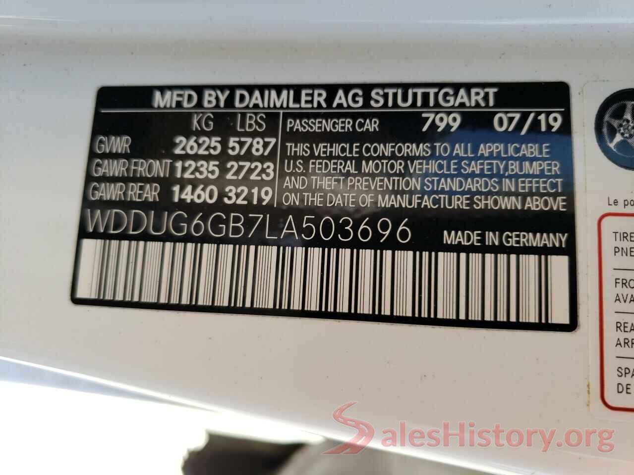 WDDUG6GB7LA503696 2020 MERCEDES-BENZ S-CLASS