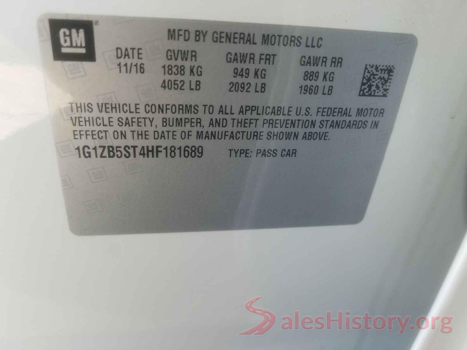 1G1ZB5ST4HF181689 2017 CHEVROLET MALIBU