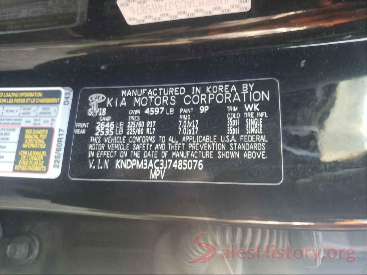 KNDPM3AC3J7485076 2018 KIA SPORTAGE