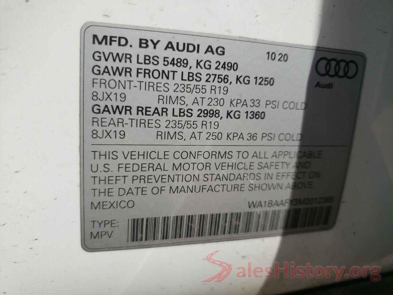 WA1BAAFY3M2012365 2021 AUDI Q5