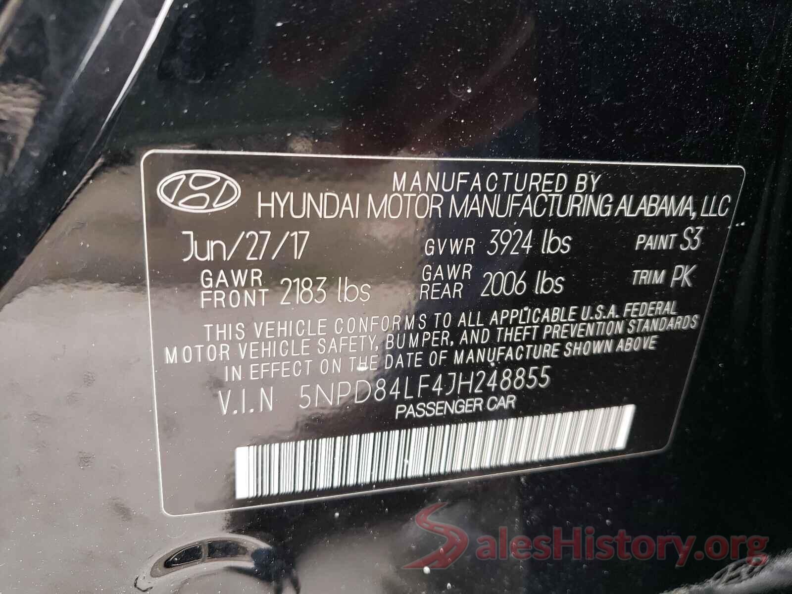 5NPD84LF4JH248855 2018 HYUNDAI ELANTRA