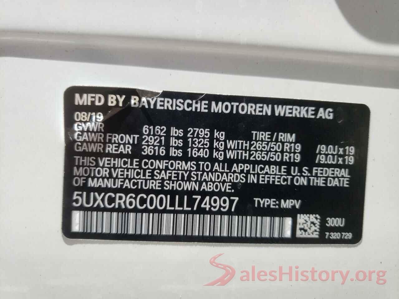 5UXCR6C00LLL74997 2020 BMW X5