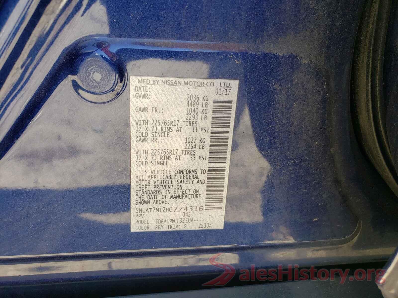 5N1AT2MT2HC774316 2017 NISSAN ROGUE