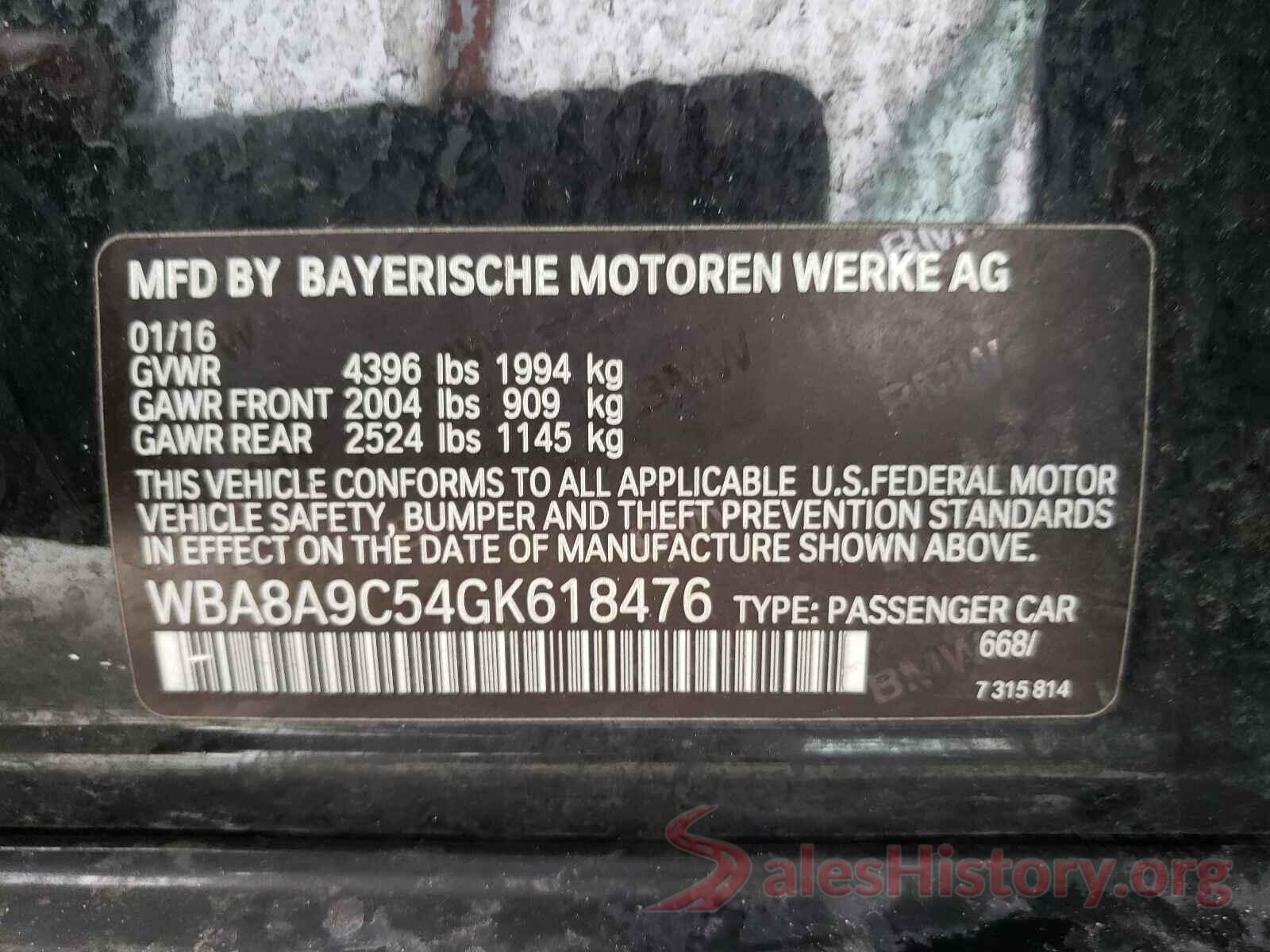 WBA8A9C54GK618476 2016 BMW 3 SERIES