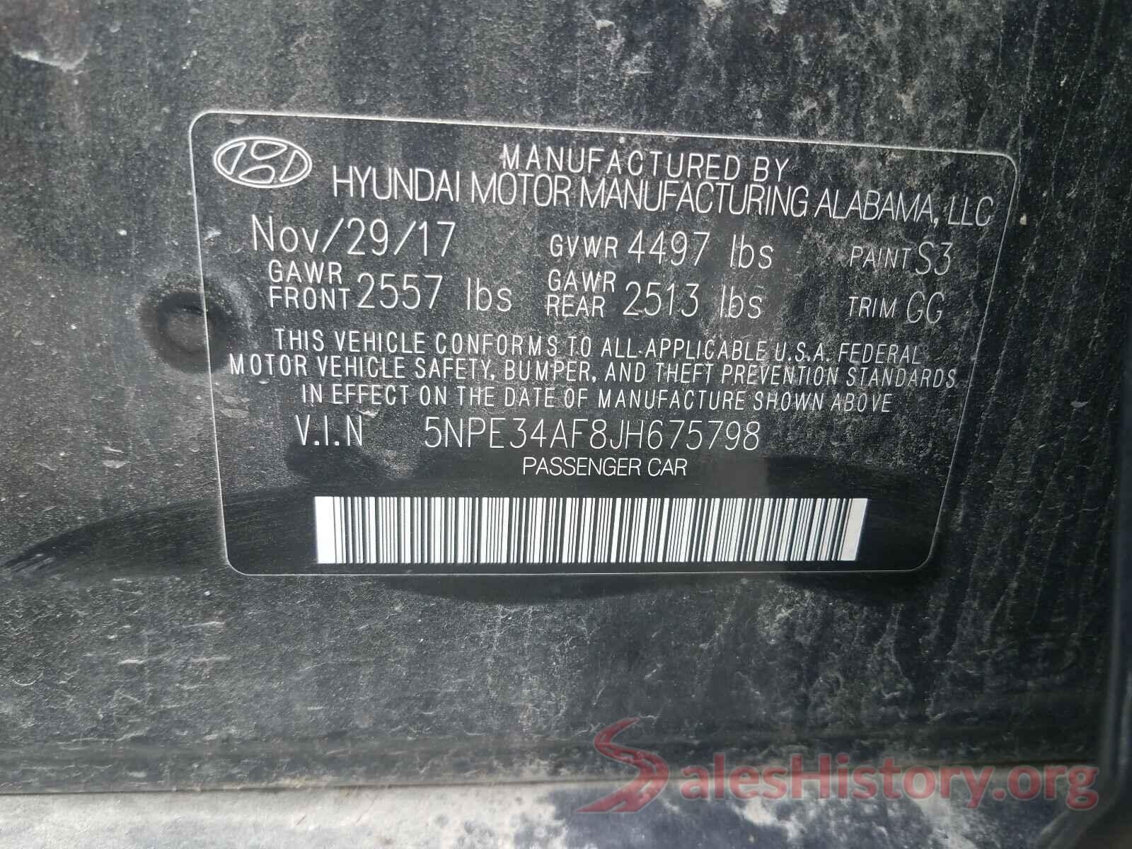 5NPE34AF8JH675798 2018 HYUNDAI SONATA