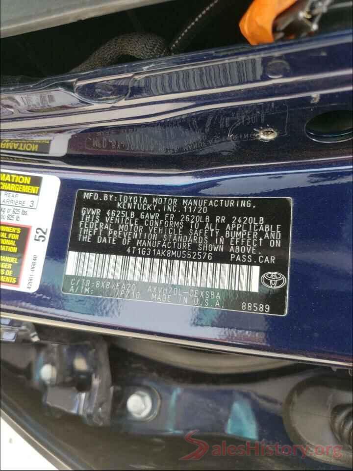 4T1G31AK8MU552576 2021 TOYOTA CAMRY