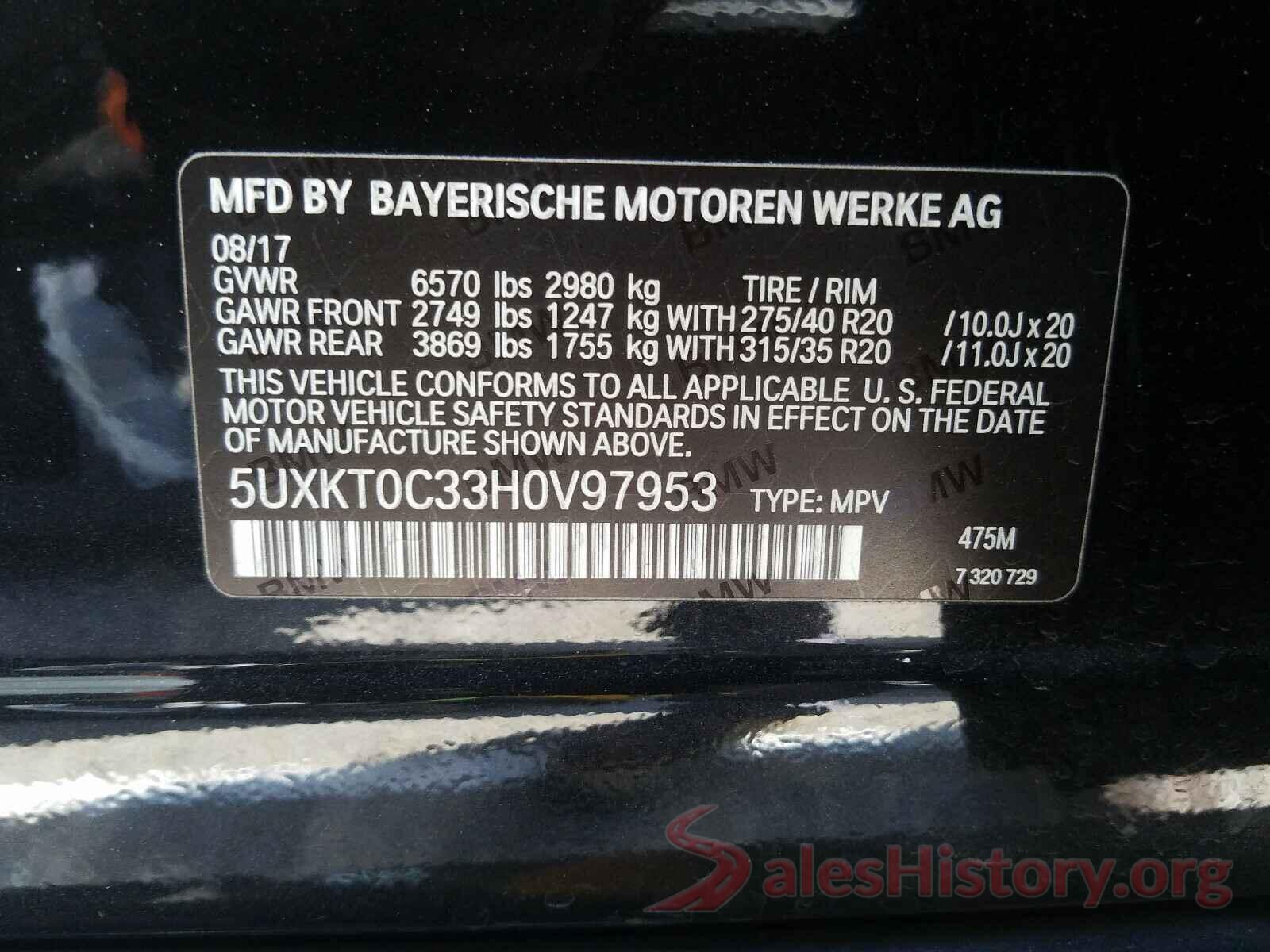 5UXKT0C33H0V97953 2017 BMW X5