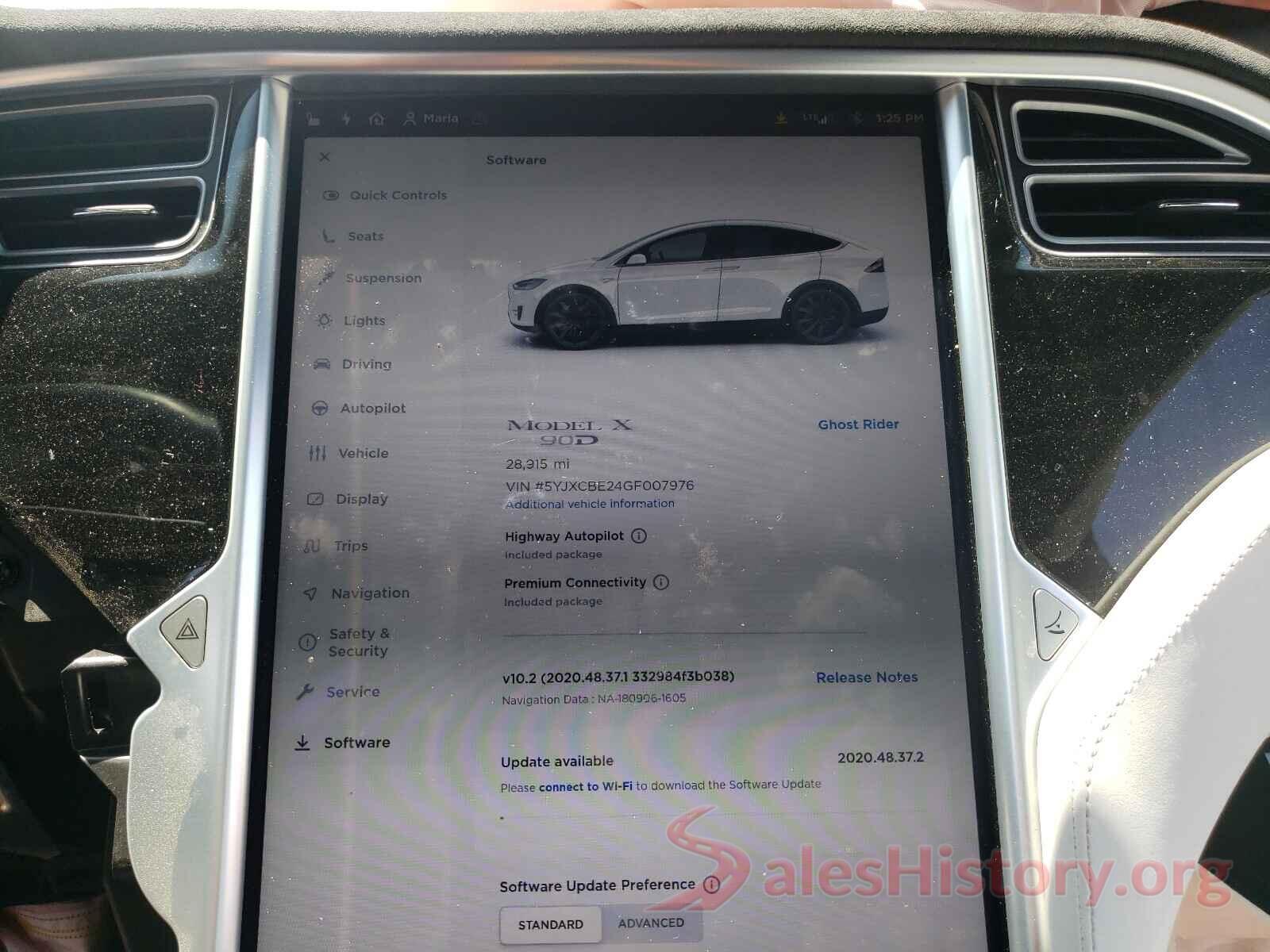 5YJXCBE24GF007976 2016 TESLA MODEL X