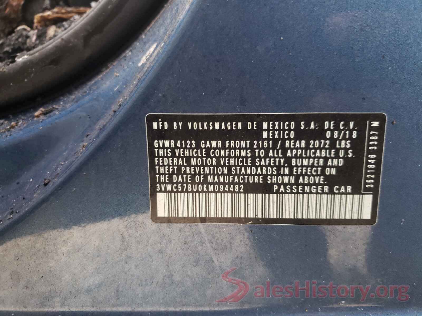 3VWC57BU0KM094482 2019 VOLKSWAGEN JETTA