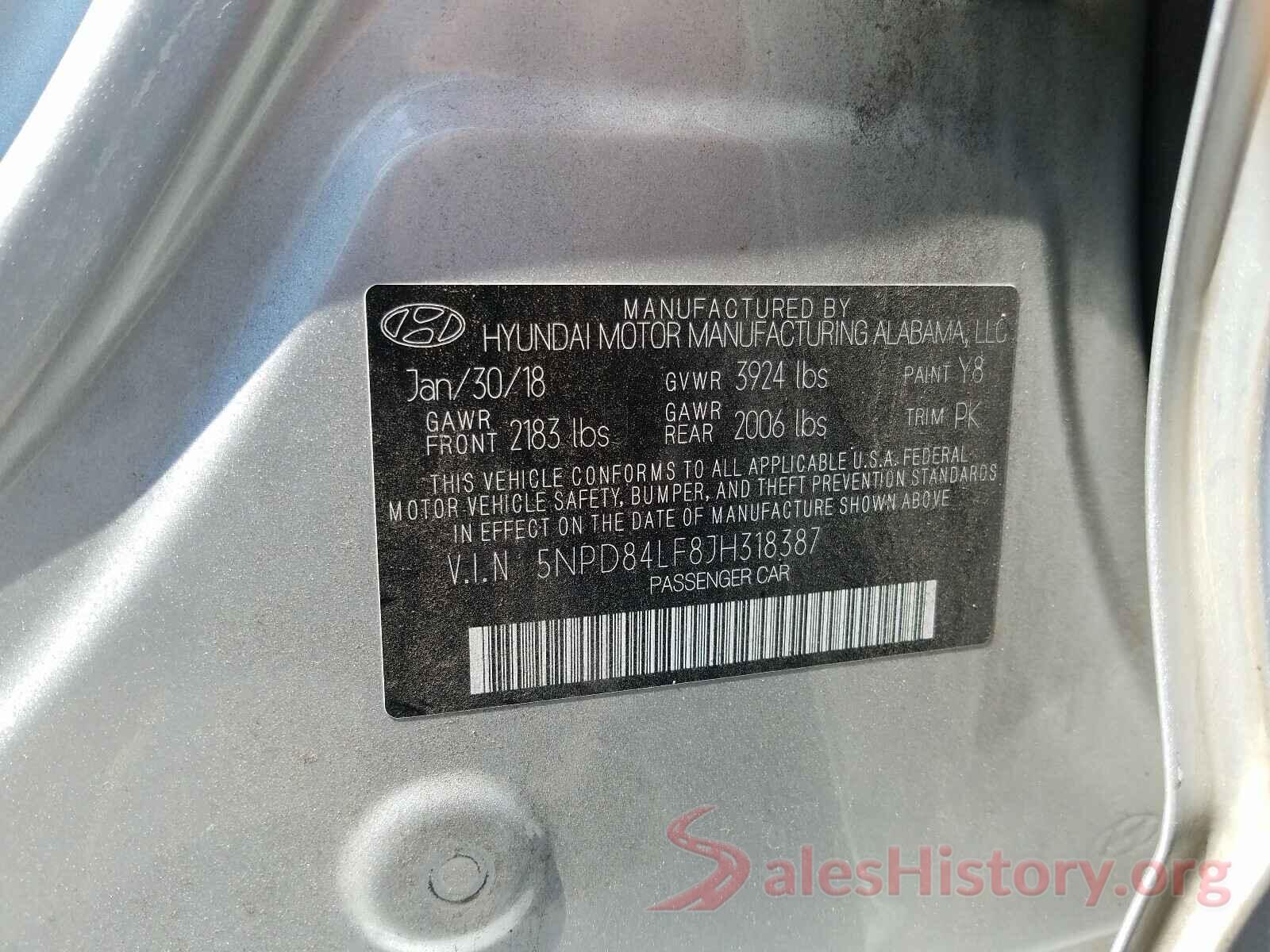 5NPD84LF8JH318387 2018 HYUNDAI ELANTRA