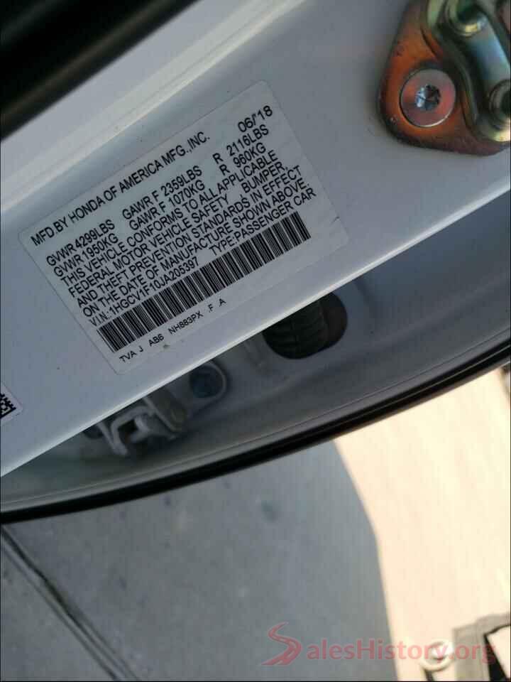 1HGCV1F10JA205397 2018 HONDA ACCORD