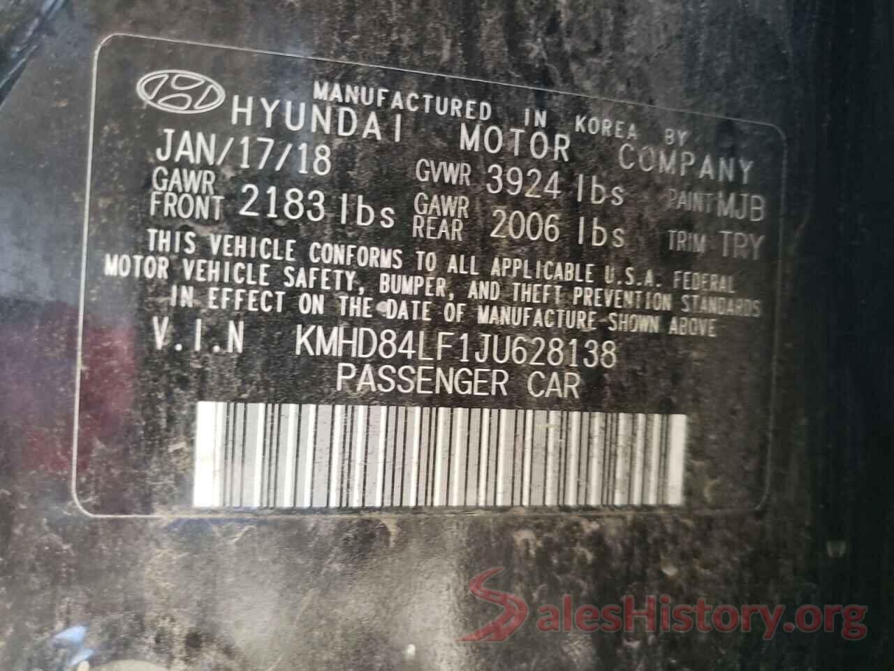 KMHD84LF1JU628138 2018 HYUNDAI ELANTRA