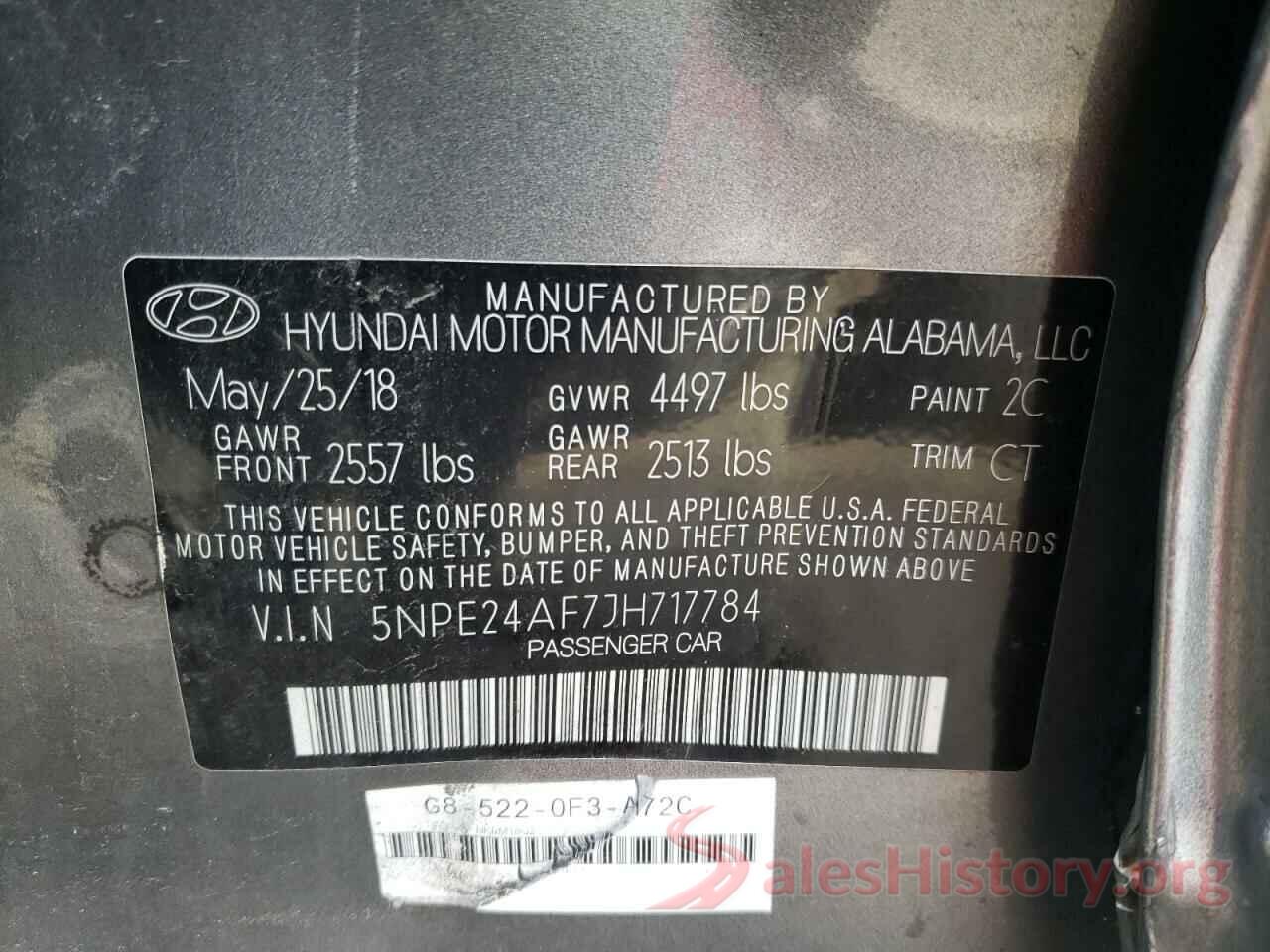 5NPE24AF7JH717784 2018 HYUNDAI SONATA