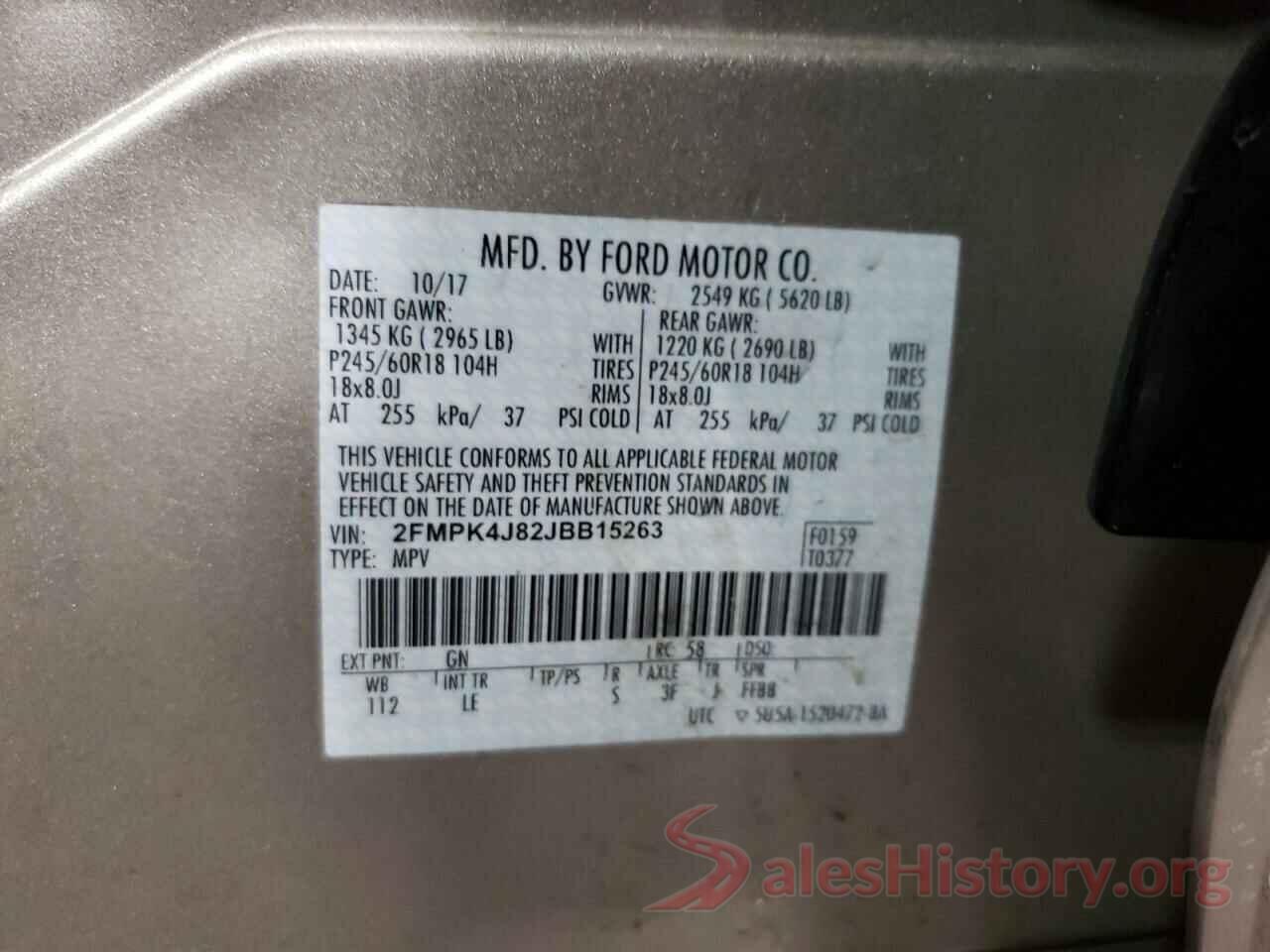 2FMPK4J82JBB15263 2018 FORD EDGE