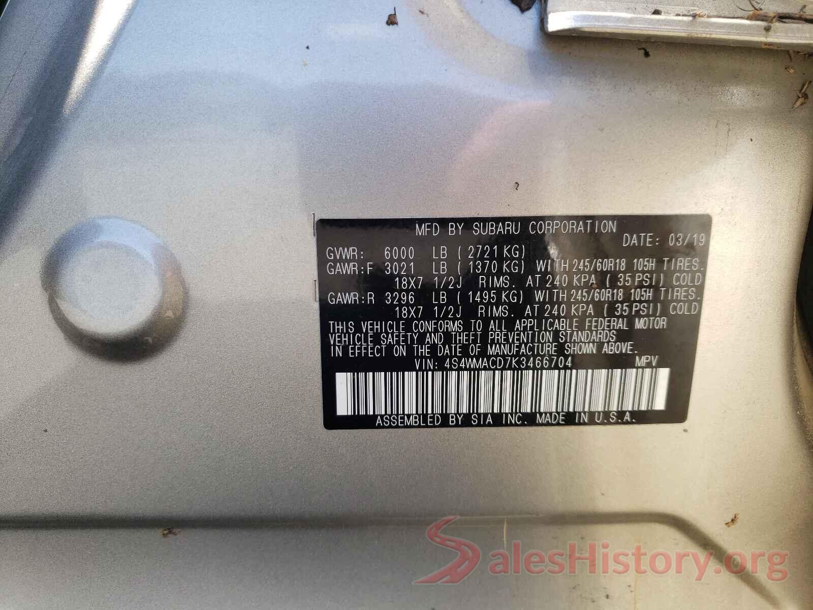 4S4WMACD7K3466704 2019 SUBARU ALL MODELS