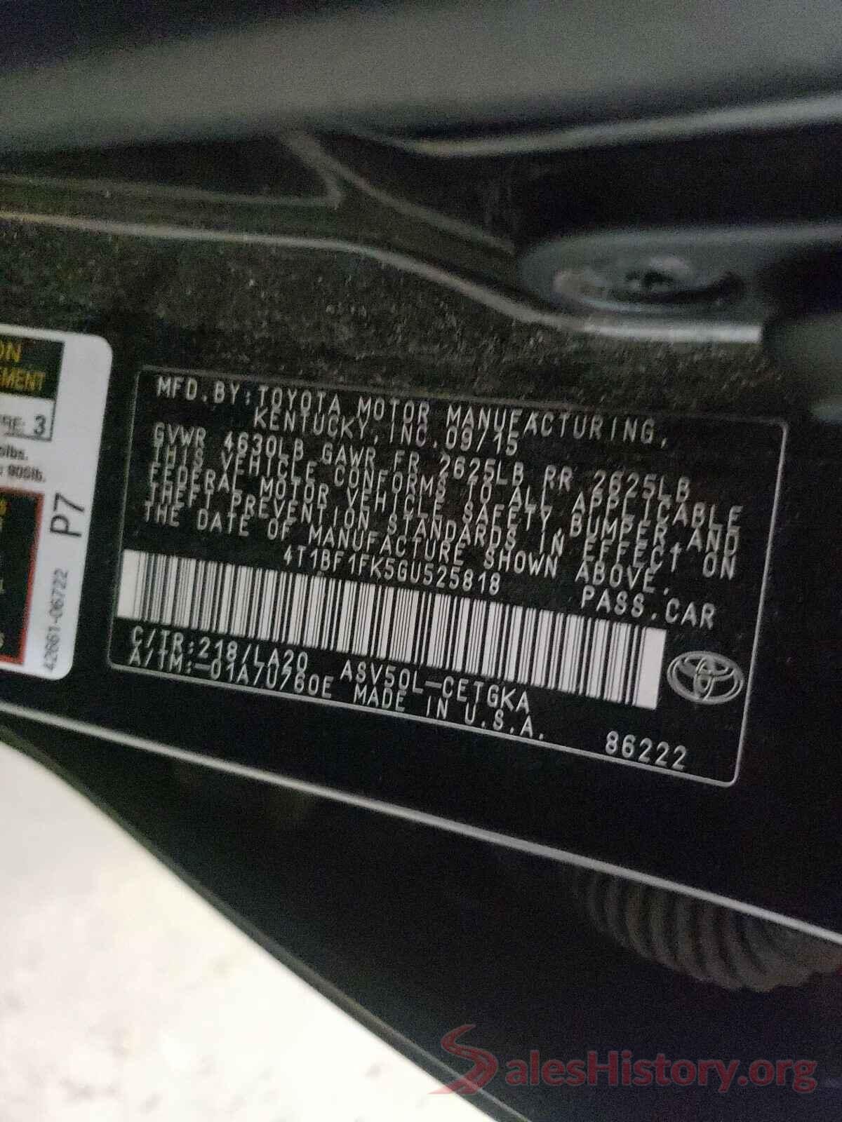 4T1BF1FK5GU525818 2016 TOYOTA CAMRY