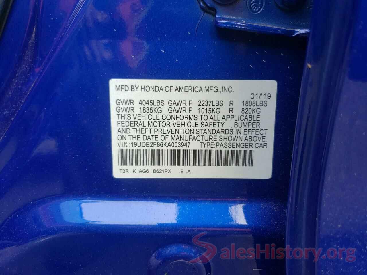 19UDE2F86KA003947 2019 ACURA ILX