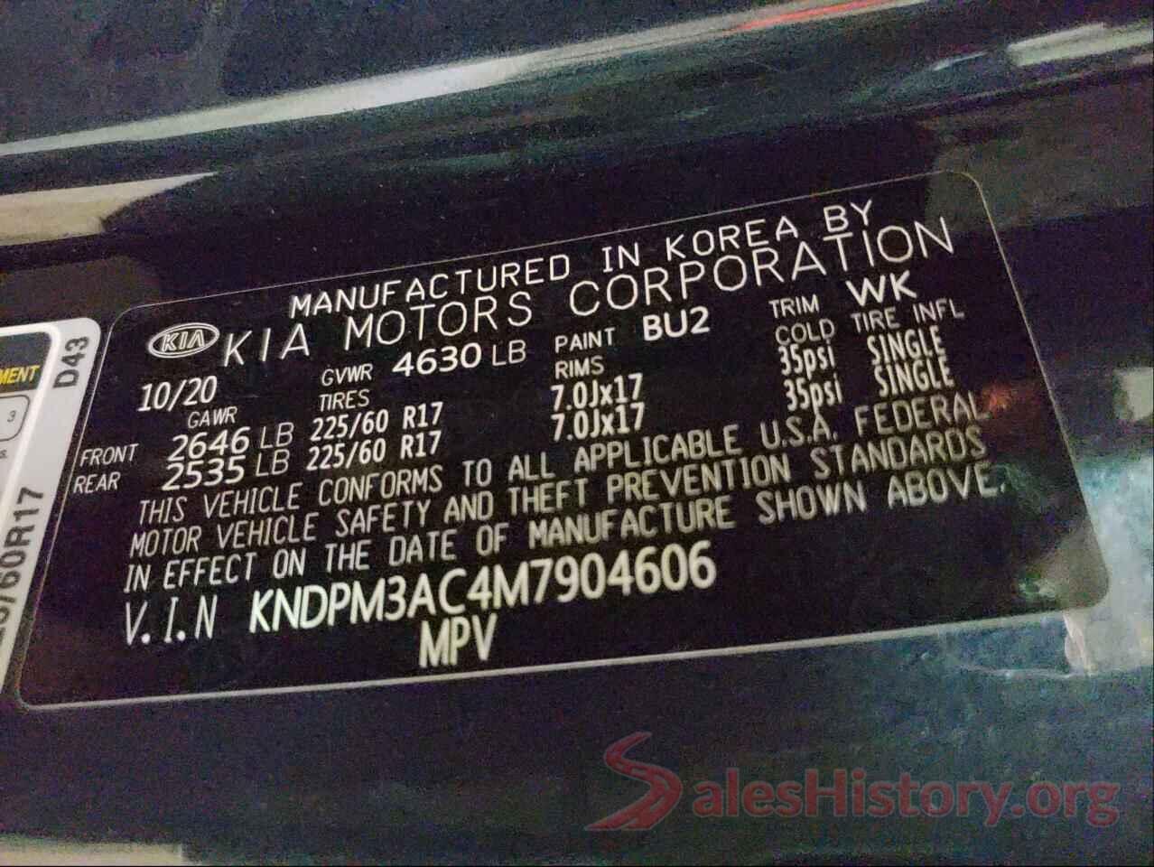 KNDPM3AC4M7904606 2021 KIA SPORTAGE