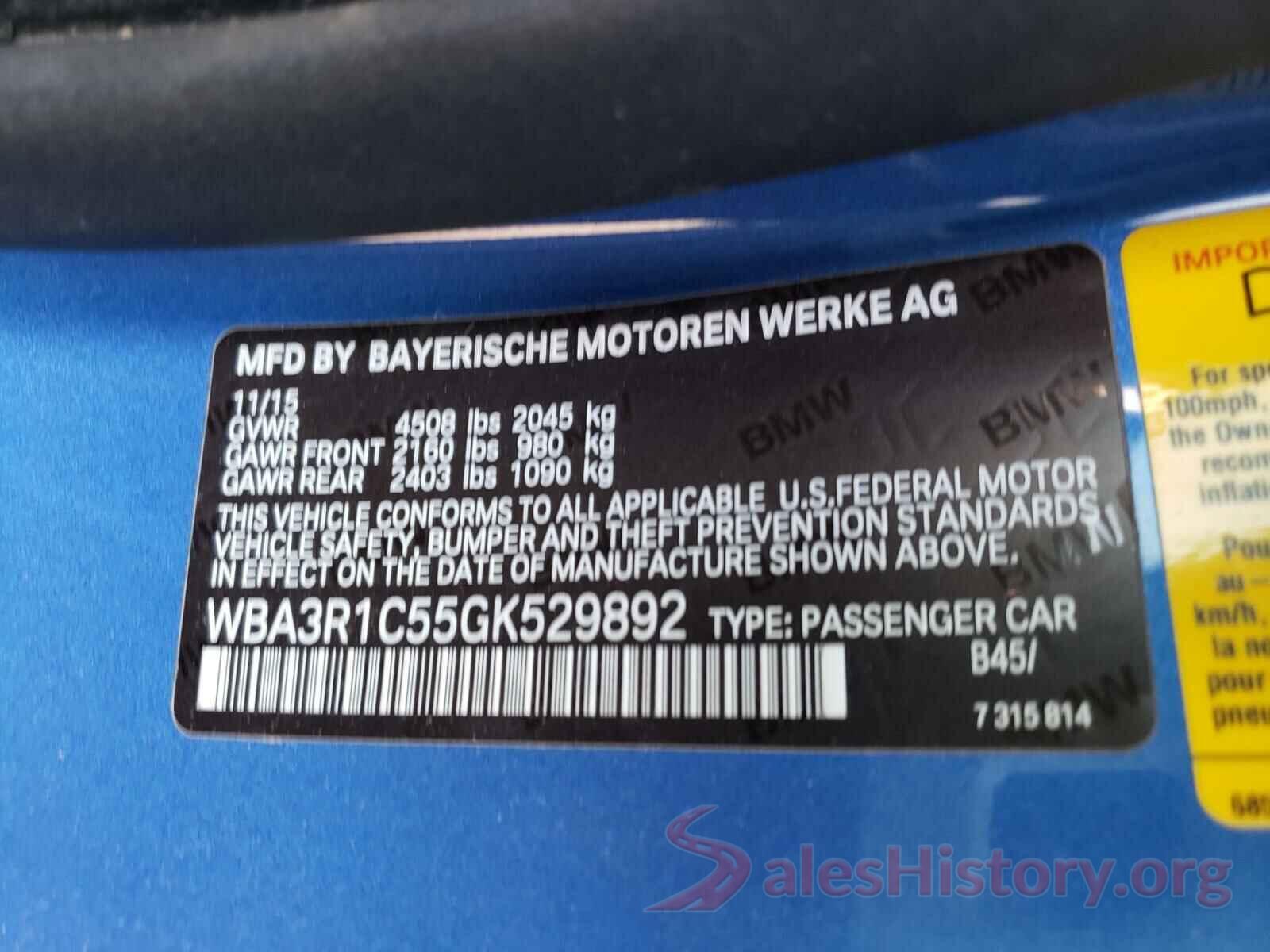 WBA3R1C55GK529892 2016 BMW 4 SERIES