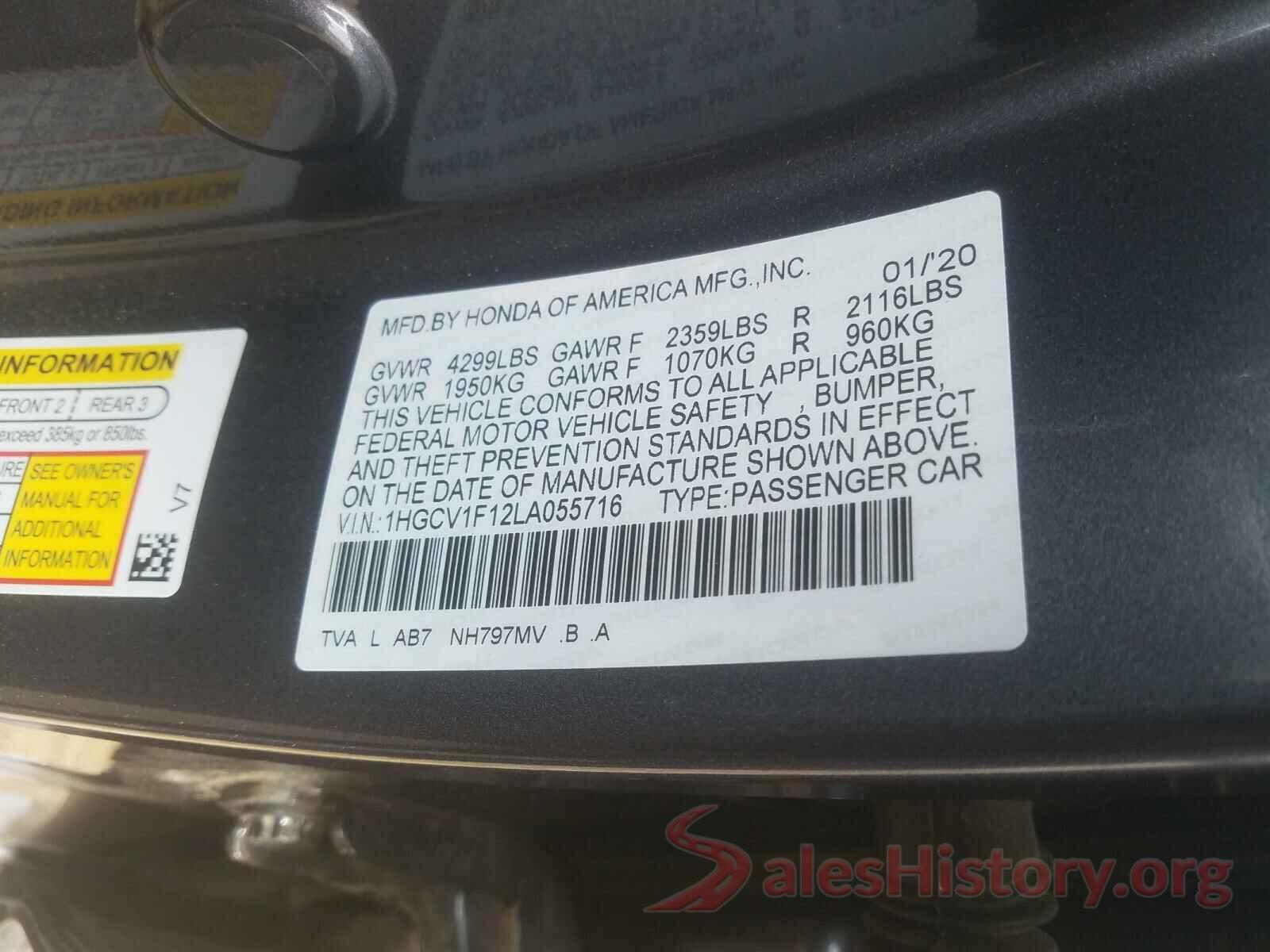 1HGCV1F12LA055716 2020 HONDA ACCORD