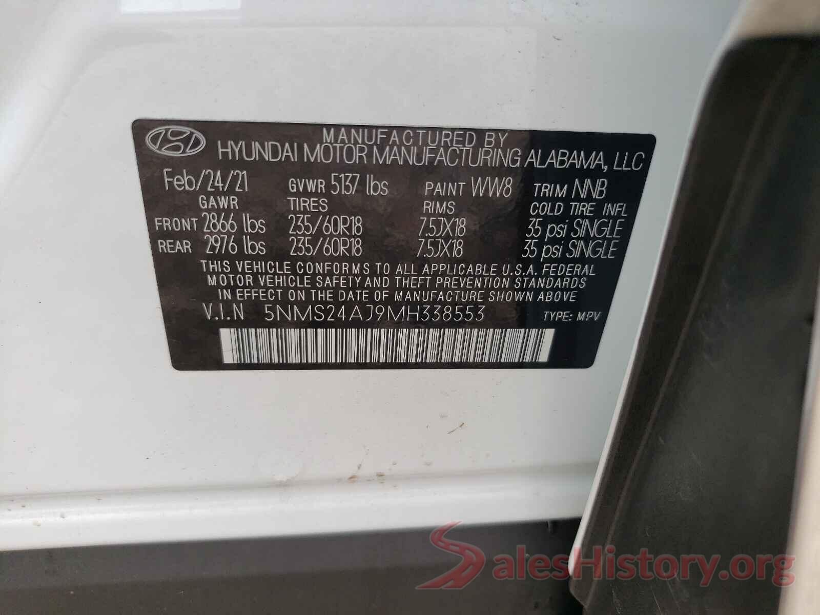 5NMS24AJ9MH338553 2021 HYUNDAI SANTA FE