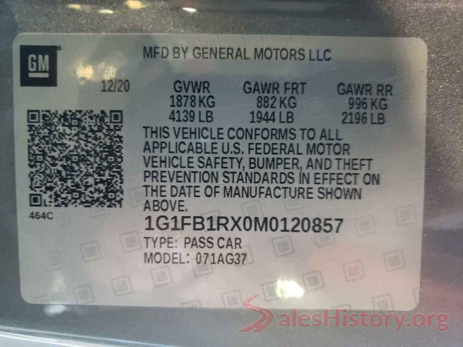 1G1FB1RX0M0120857 2021 CHEVROLET CAMARO