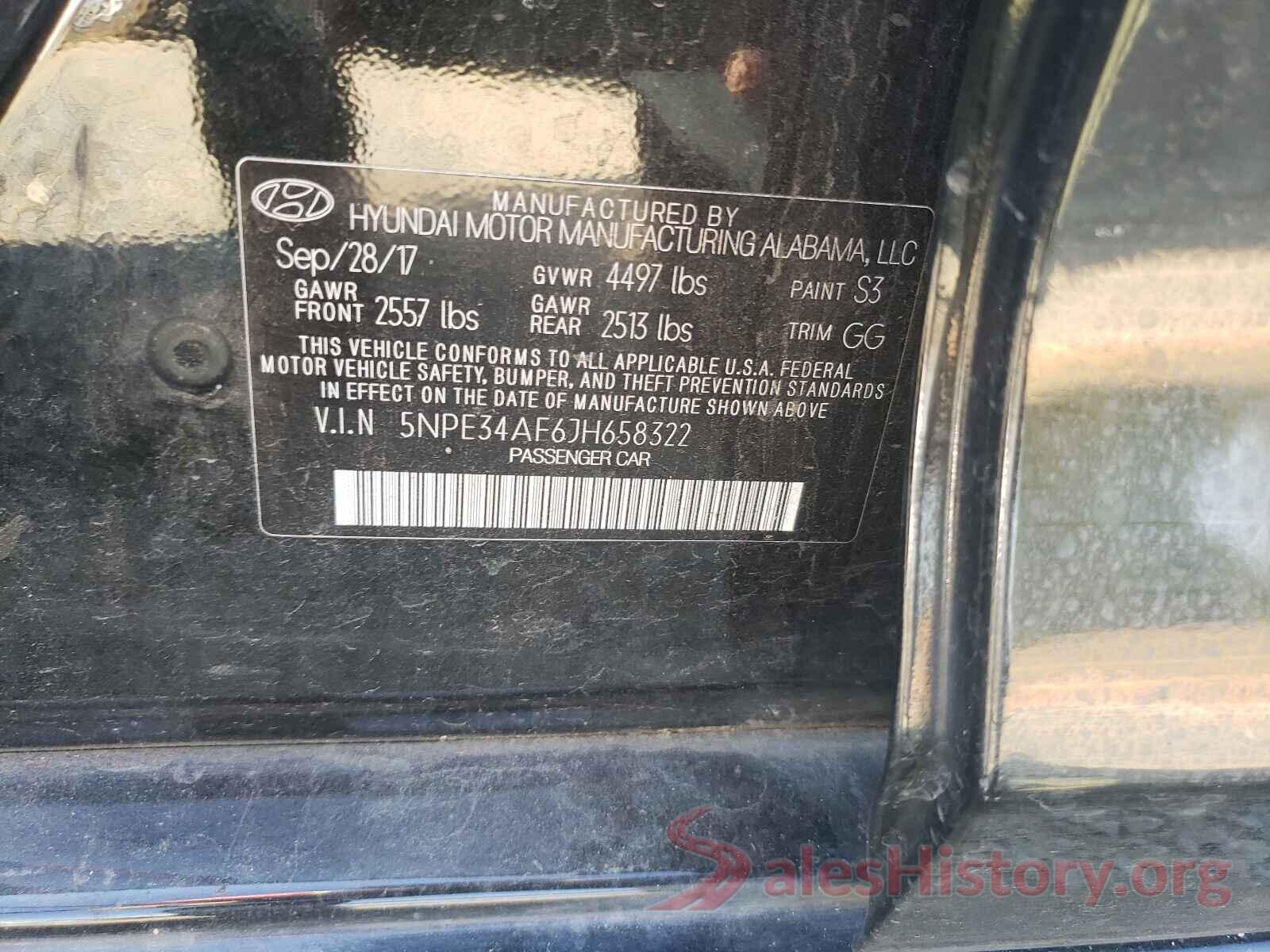 5NPE34AF6JH658322 2018 HYUNDAI SONATA