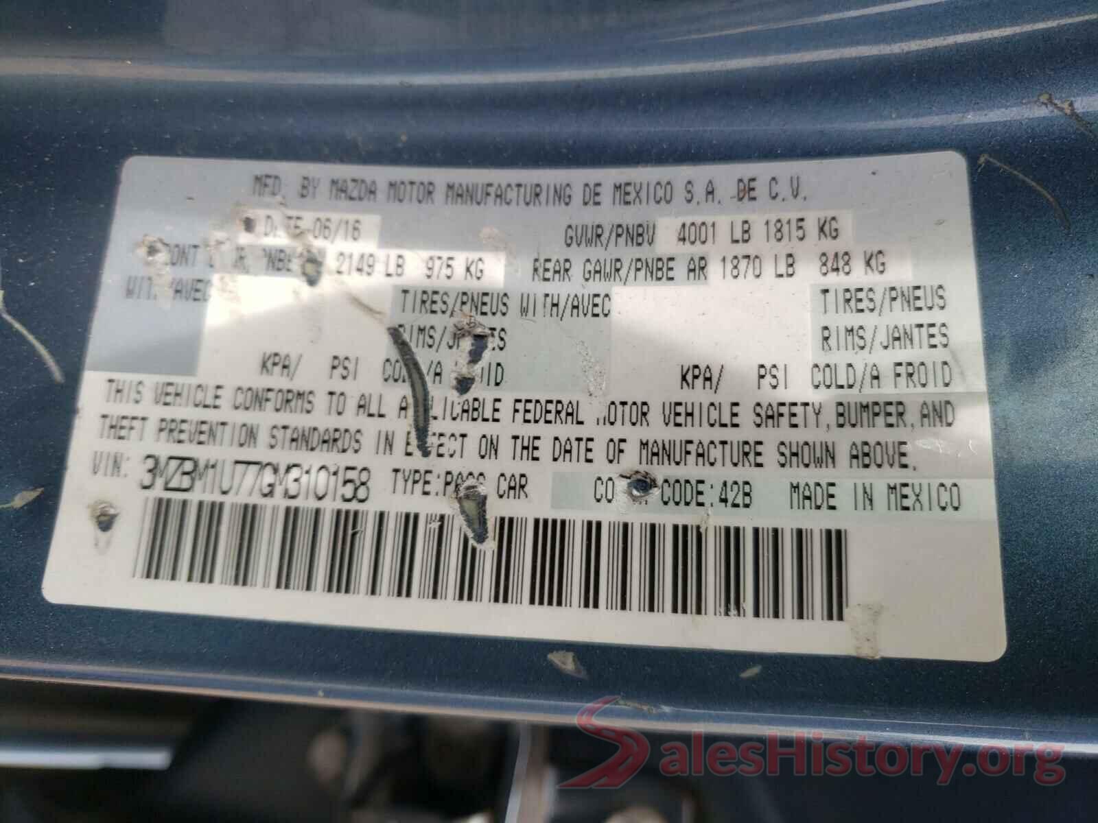 3MZBM1U77GM310158 2016 MAZDA 3