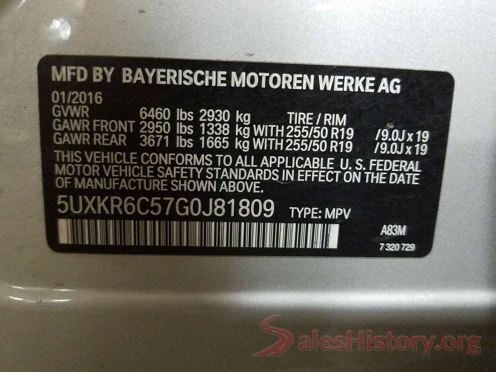 5UXKR6C57G0J81809 2016 BMW X5