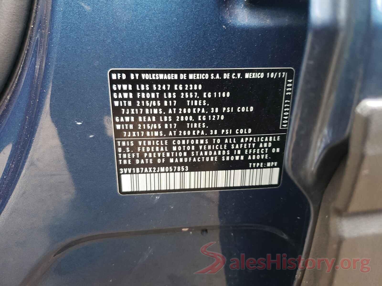 3VV1B7AX2JM057853 2018 VOLKSWAGEN TIGUAN