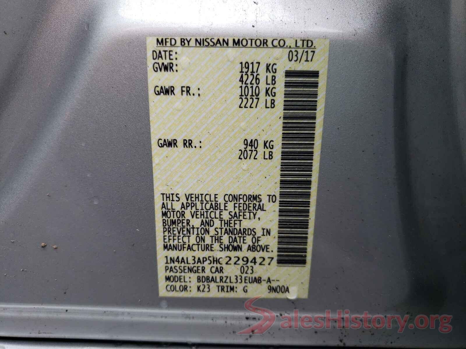 1N4AL3AP5HC229427 2017 NISSAN ALTIMA