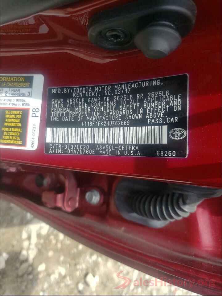 4T1BF1FK2HU762669 2017 TOYOTA CAMRY