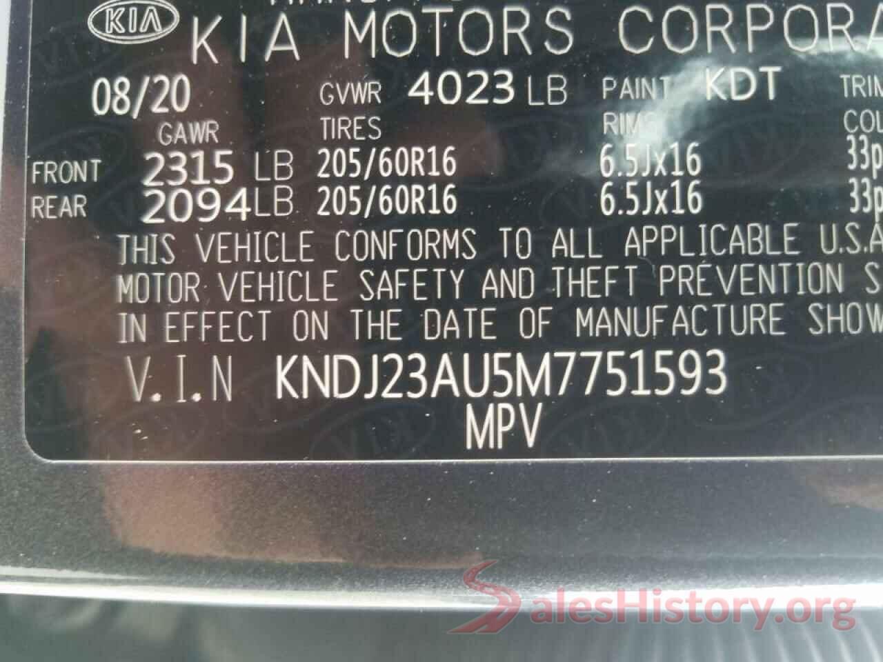 KNDJ23AU5M7751593 2021 KIA SOUL