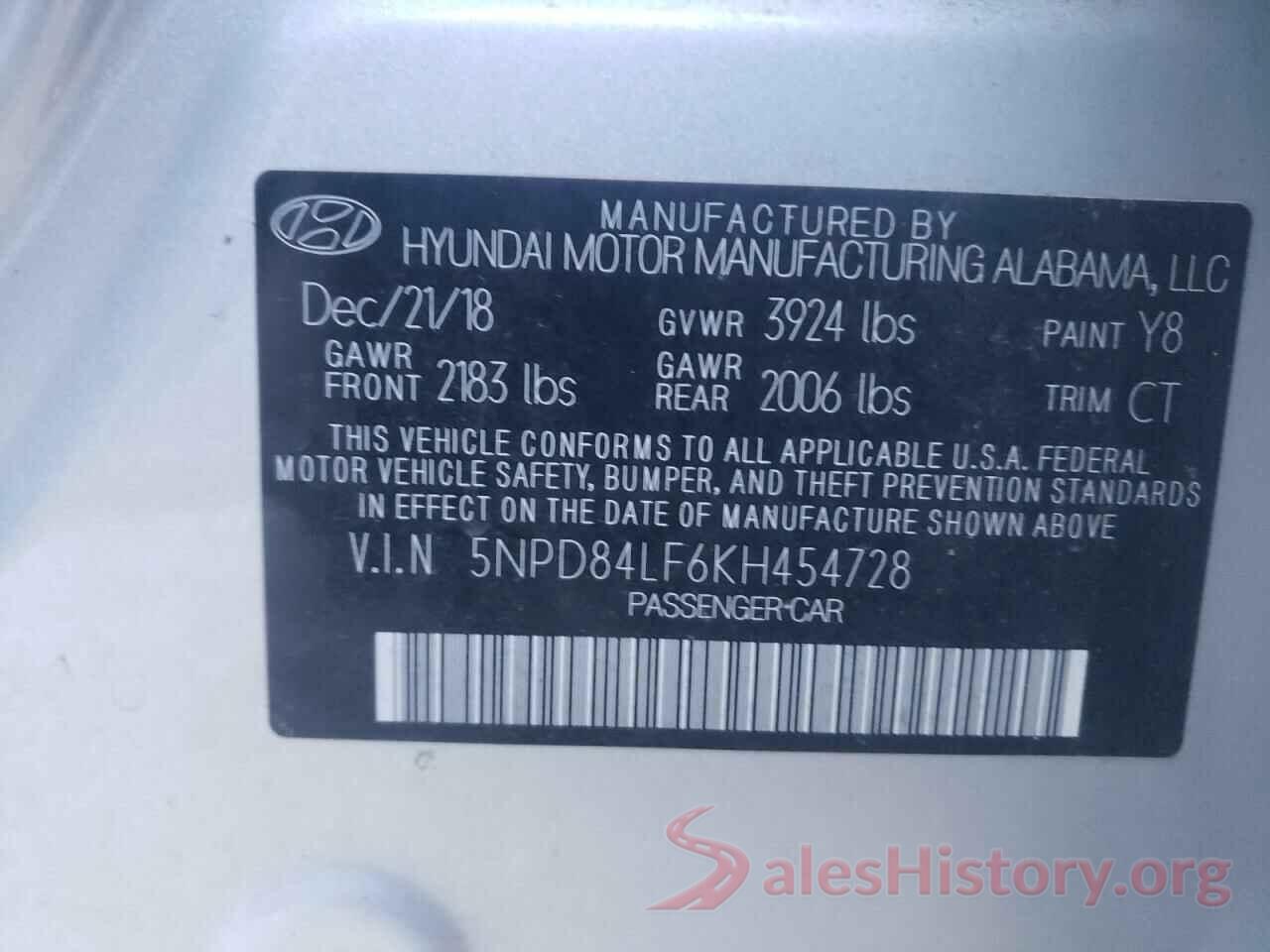 5NPD84LF6KH454728 2019 HYUNDAI ELANTRA