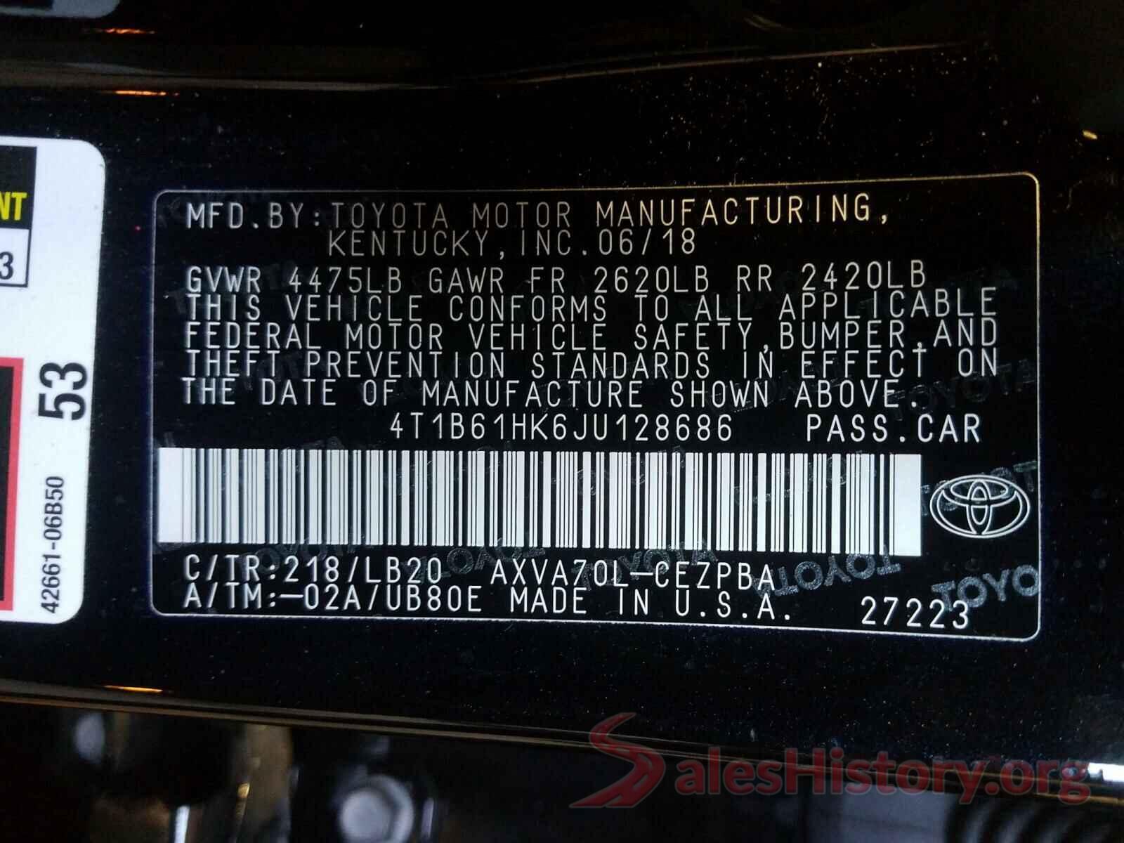 4T1B61HK6JU128686 2018 TOYOTA CAMRY