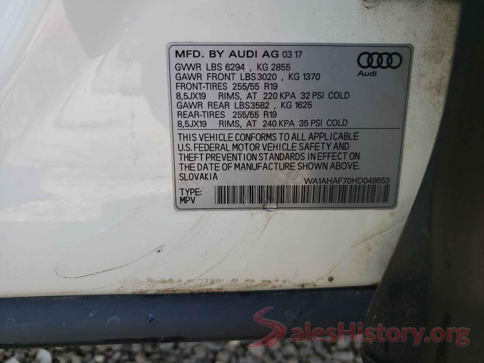 WA1AHAF70HD048653 2017 AUDI Q7