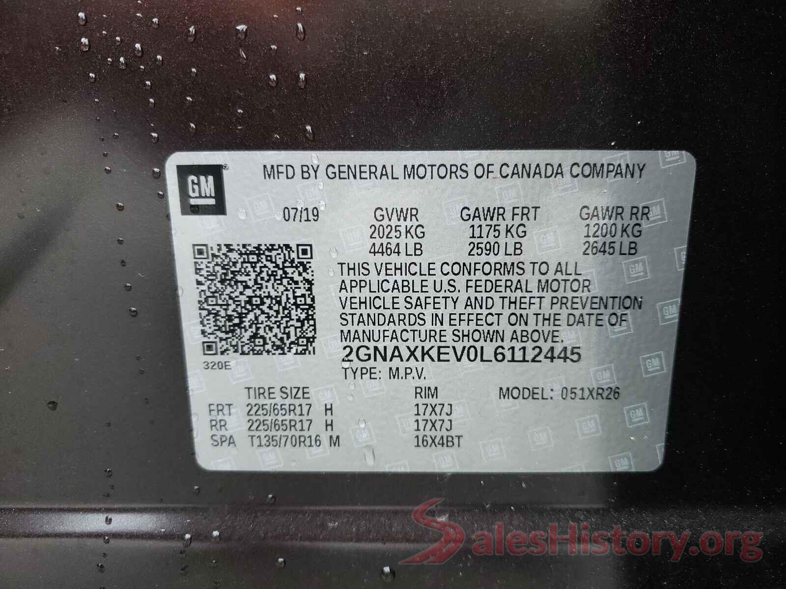 2GNAXKEV0L6112445 2020 CHEVROLET EQUINOX