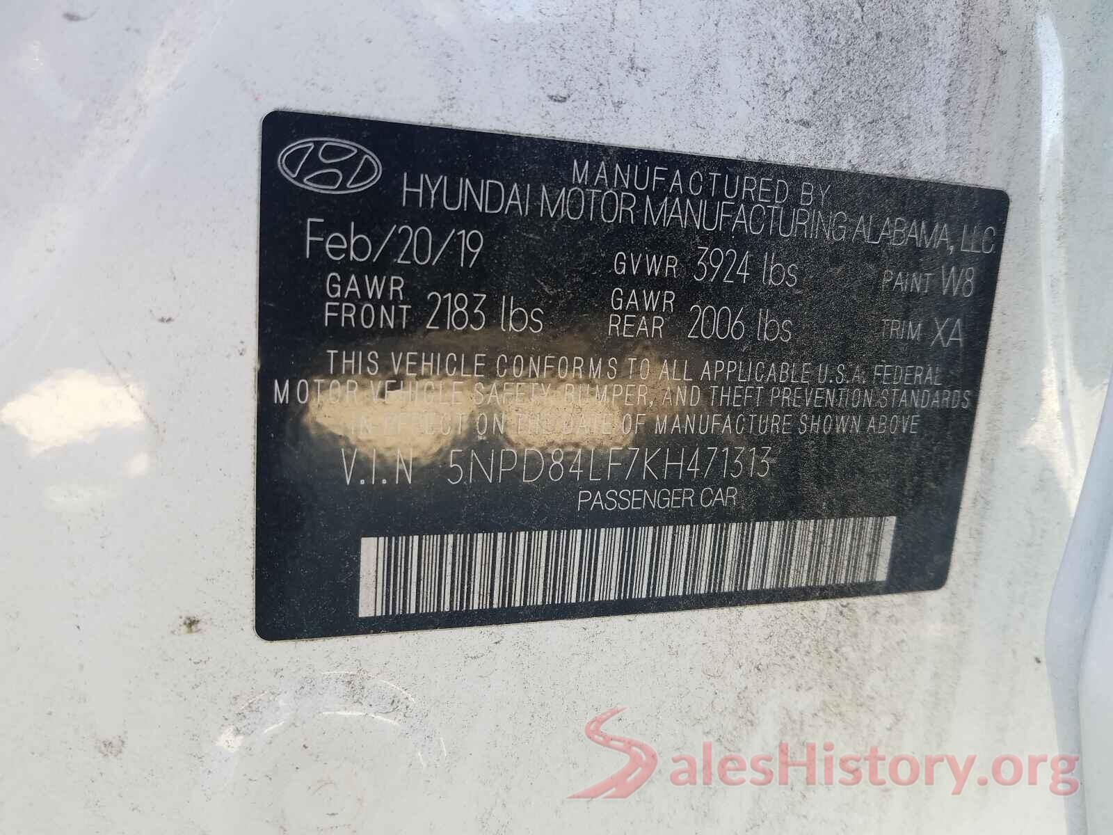 5NPD84LF7KH471313 2019 HYUNDAI ELANTRA