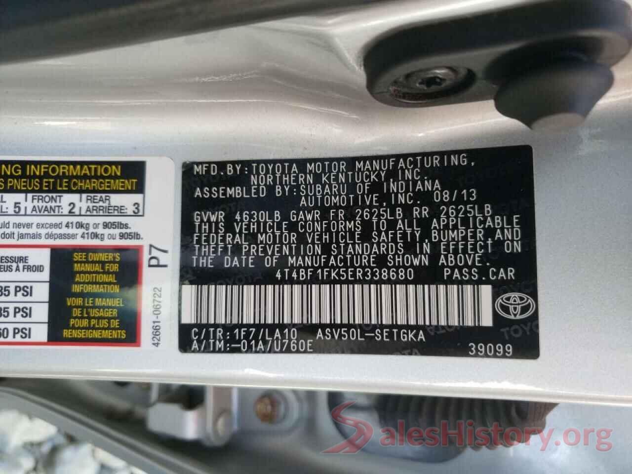 4T4BF1FK5ER338680 2014 TOYOTA CAMRY