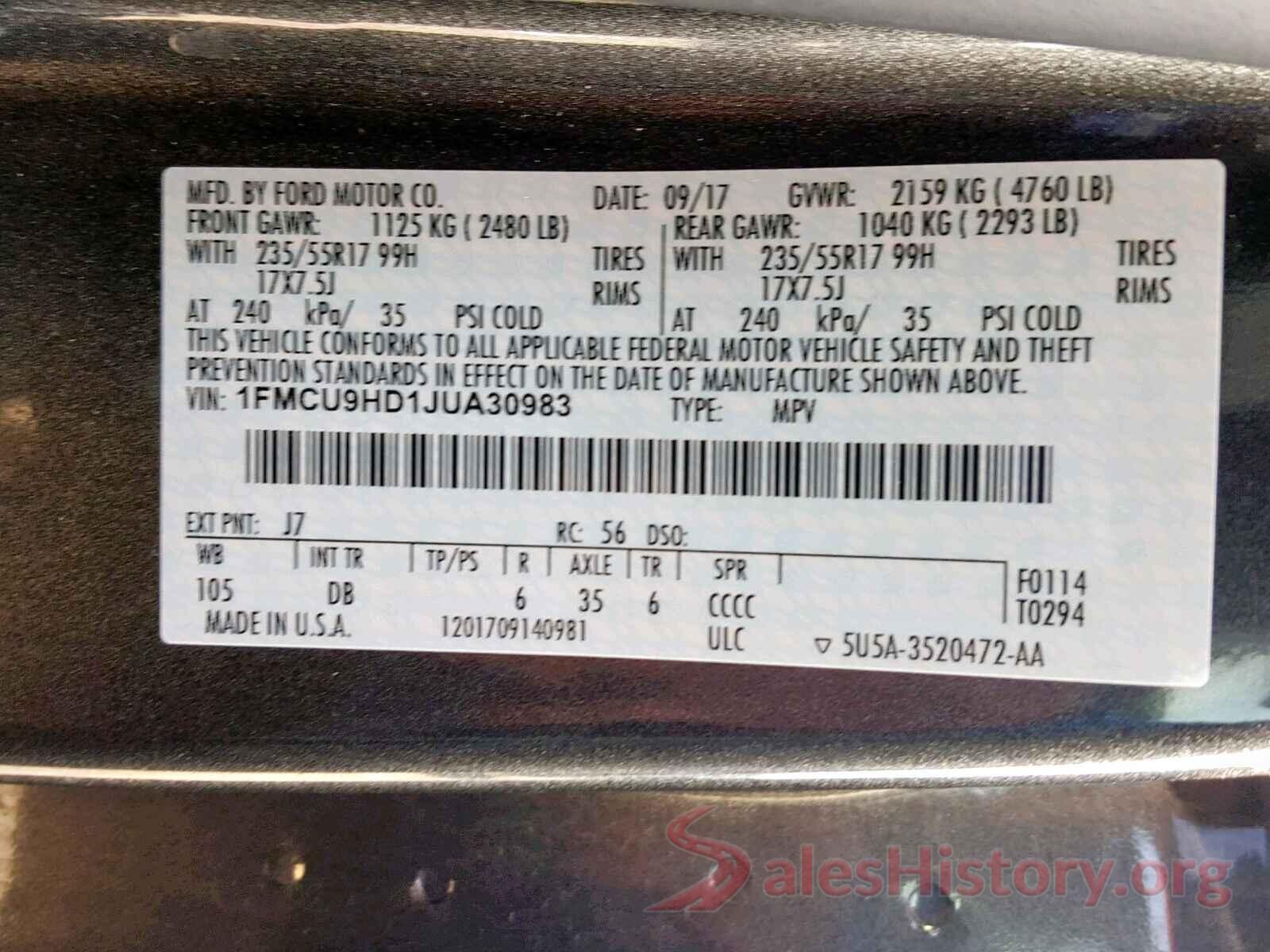 1FMCU9HD1JUA30983 2018 FORD ESCAPE