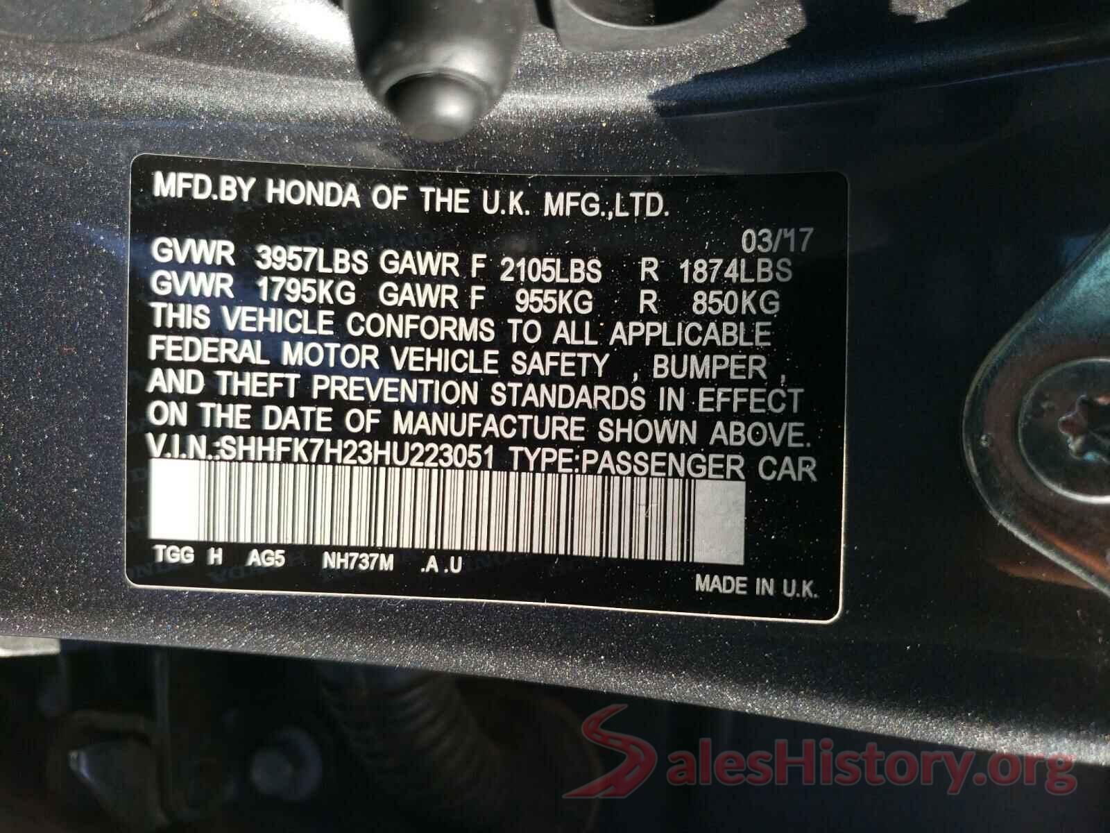 SHHFK7H23HU223051 2017 HONDA CIVIC