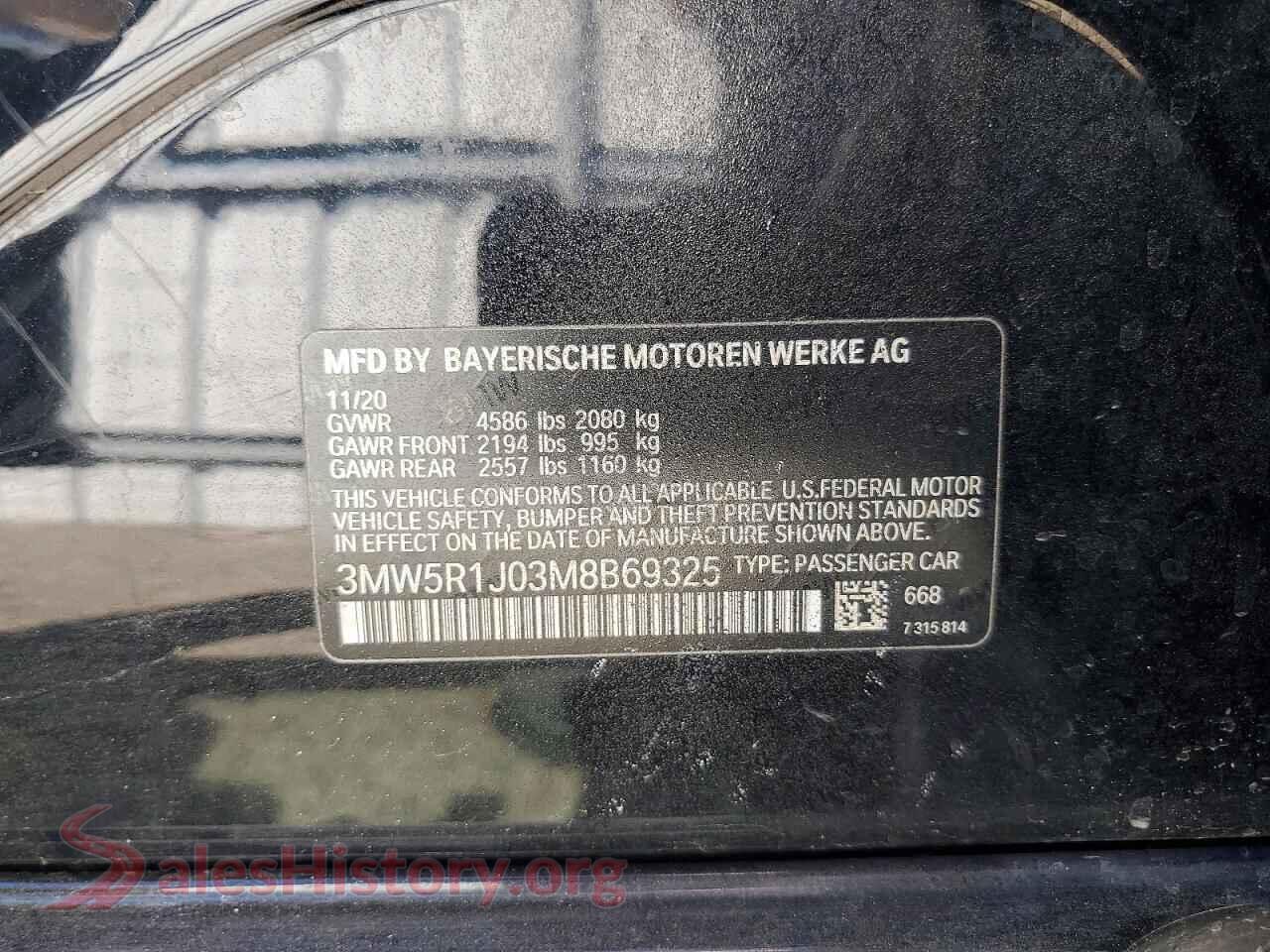 2021 BMW 3 SERIES VIN 3MW5R1J03M8B69325, wheel and tire