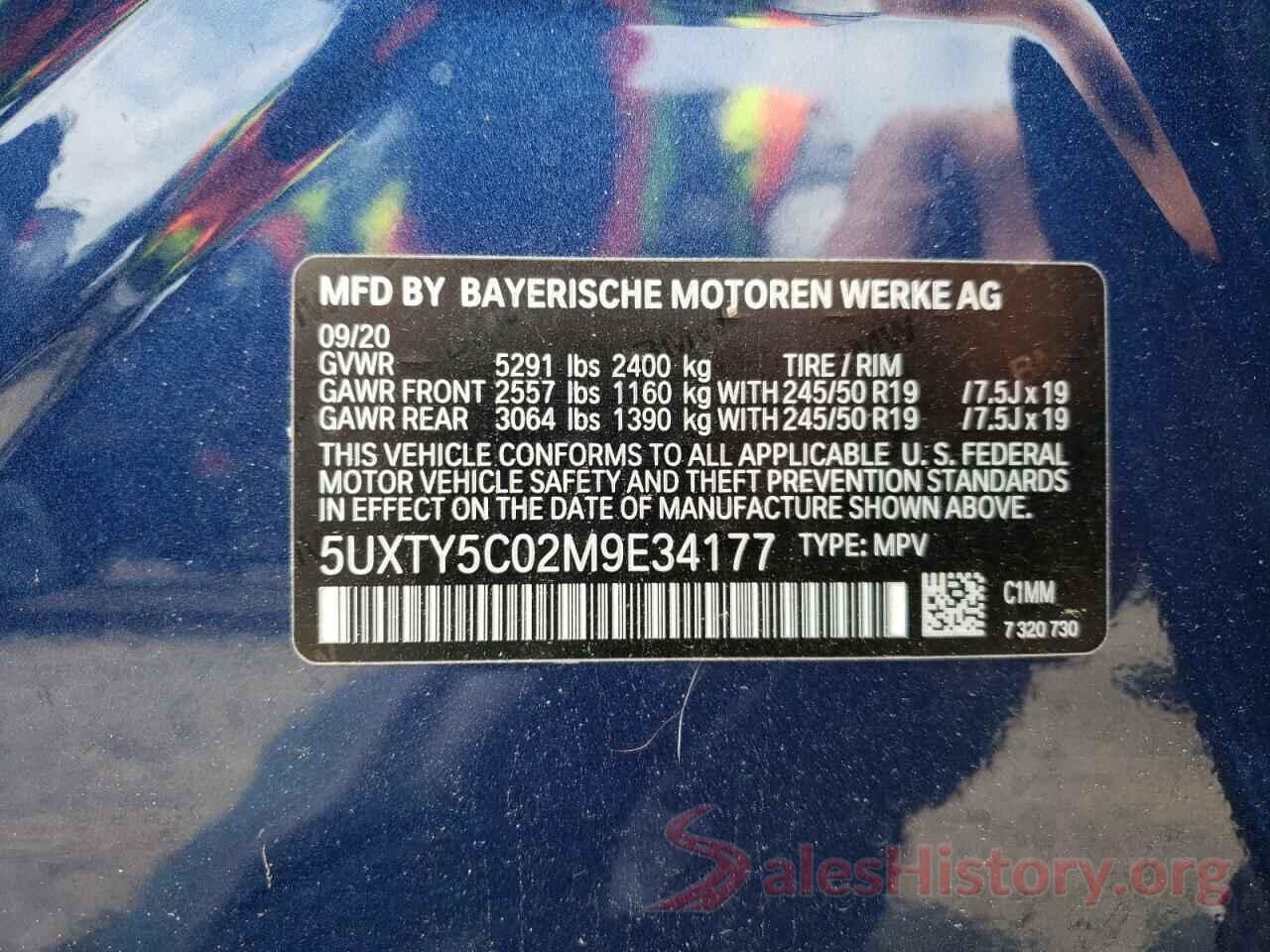 5UXTY5C02M9E34177 2021 BMW X3