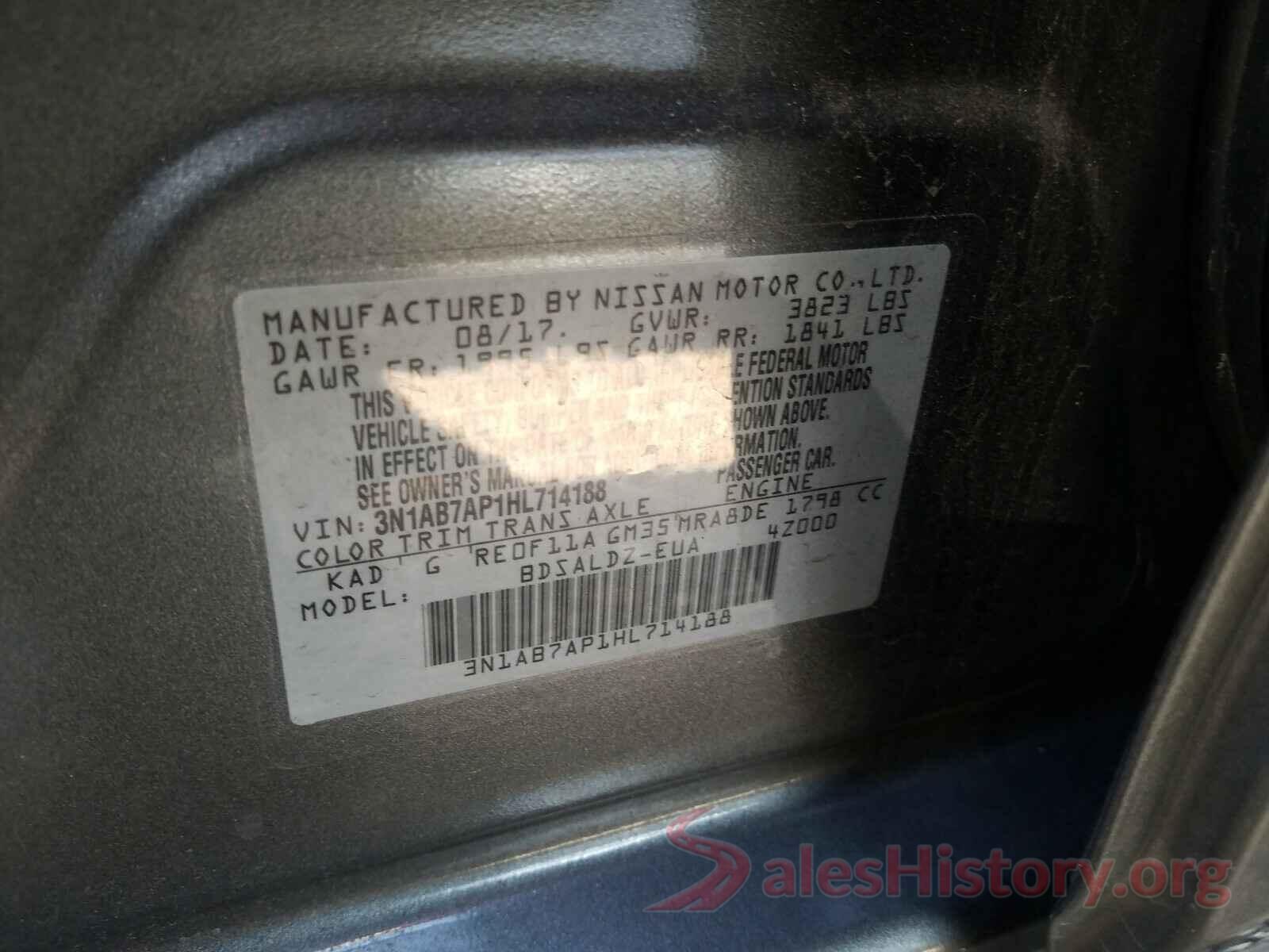 3N1AB7AP1HL714188 2017 NISSAN SENTRA