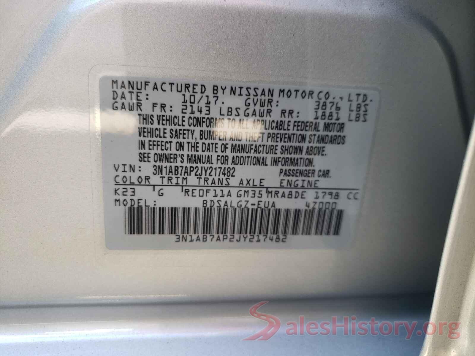 3N1AB7AP2JY217482 2018 NISSAN SENTRA