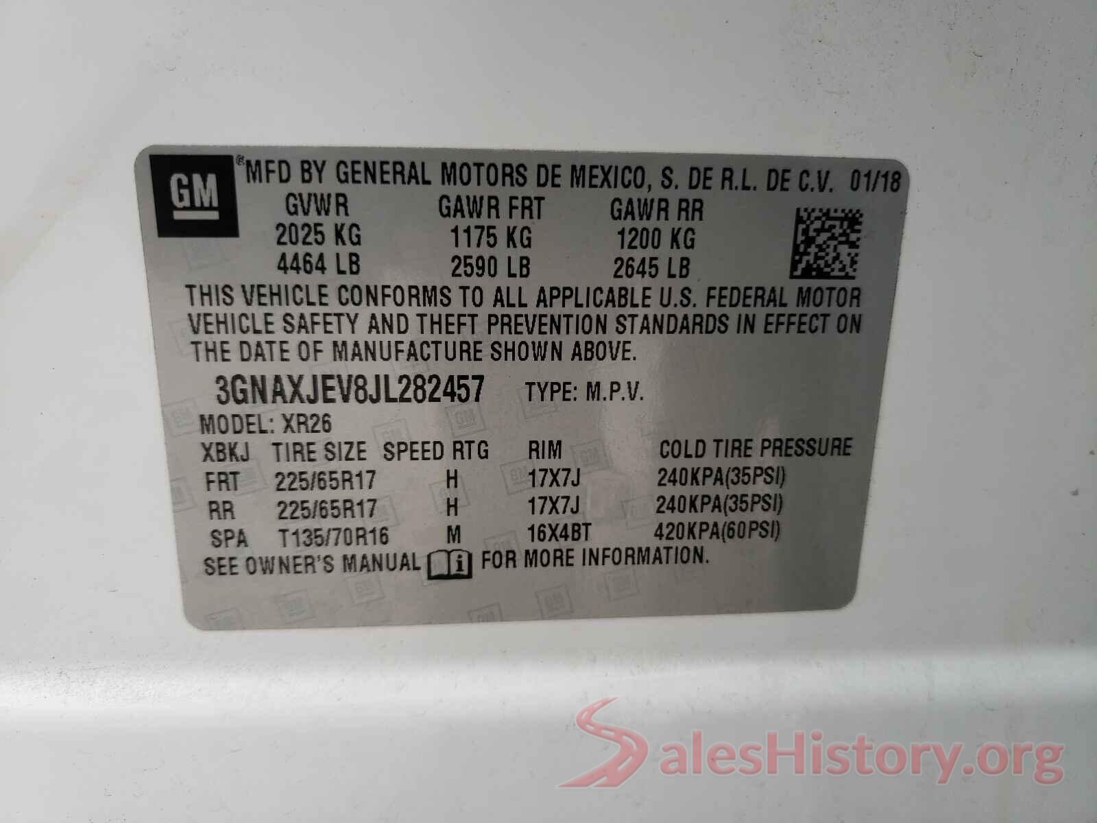 3GNAXJEV8JL282457 2018 CHEVROLET EQUINOX