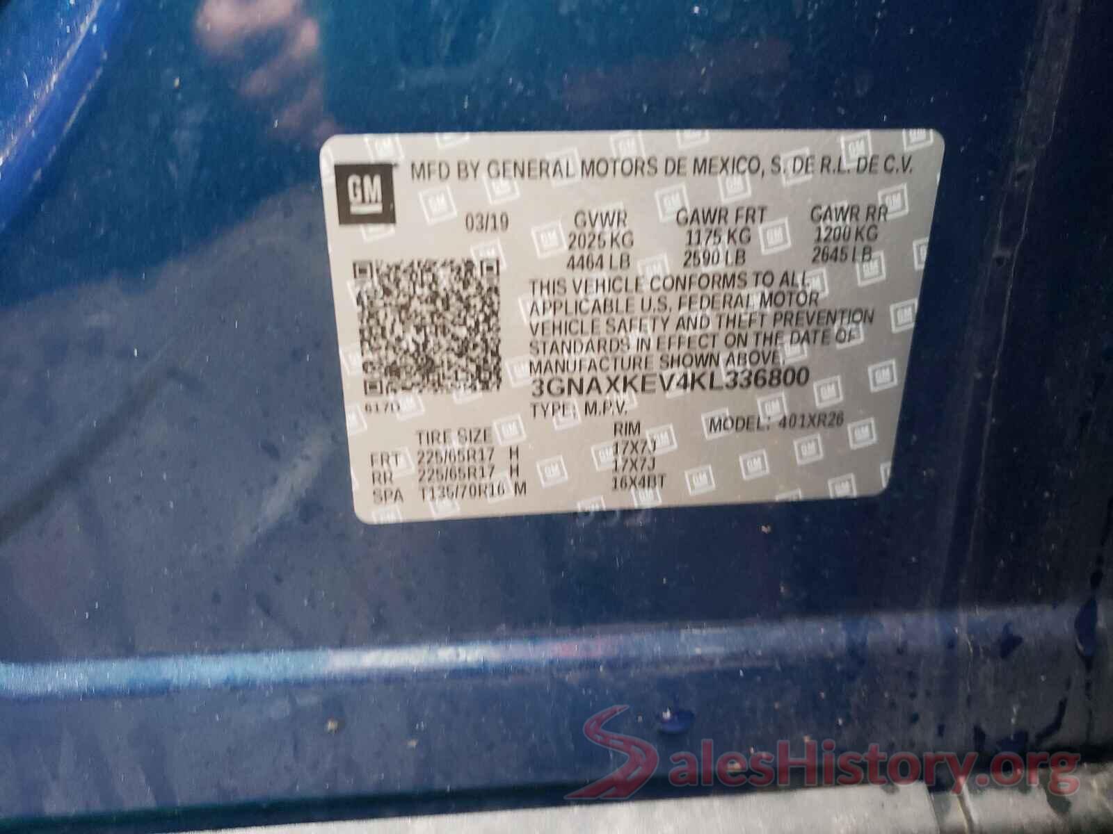 3GNAXKEV4KL336800 2019 CHEVROLET EQUINOX