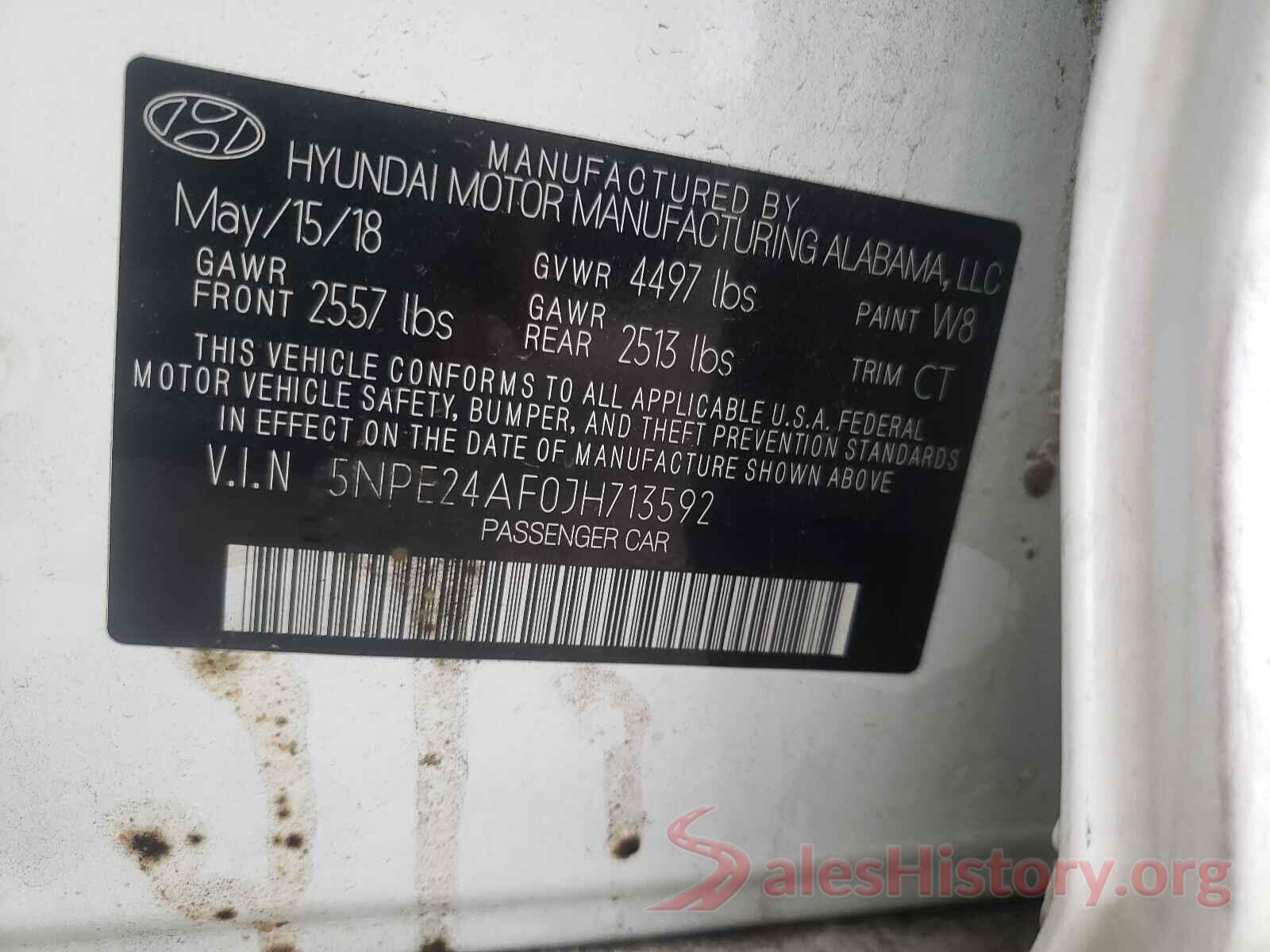 5NPE24AF0JH713592 2018 HYUNDAI SONATA