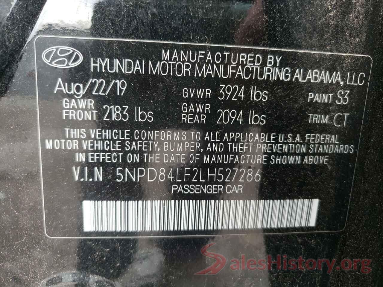 5NPD84LF2LH527286 2020 HYUNDAI ELANTRA